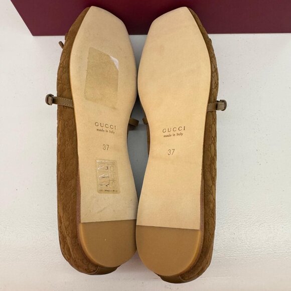 GUCCI, Suede Horsebit GG Ballerinas - Picture 8 of 15